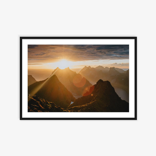 Midnight views over the fjords of Lofoten