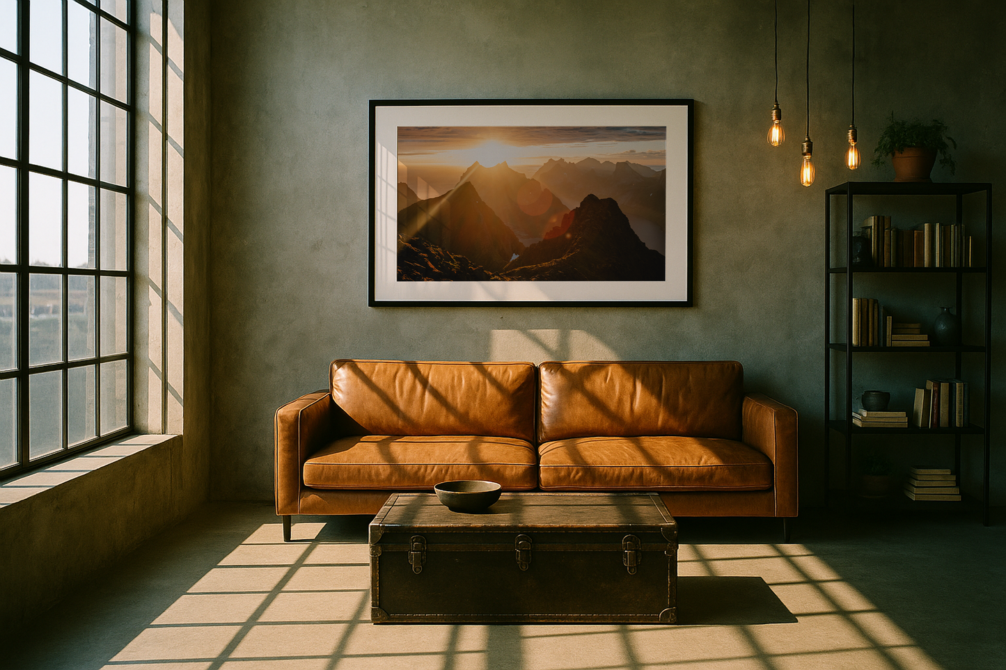 Midnight views over the fjords of Lofoten