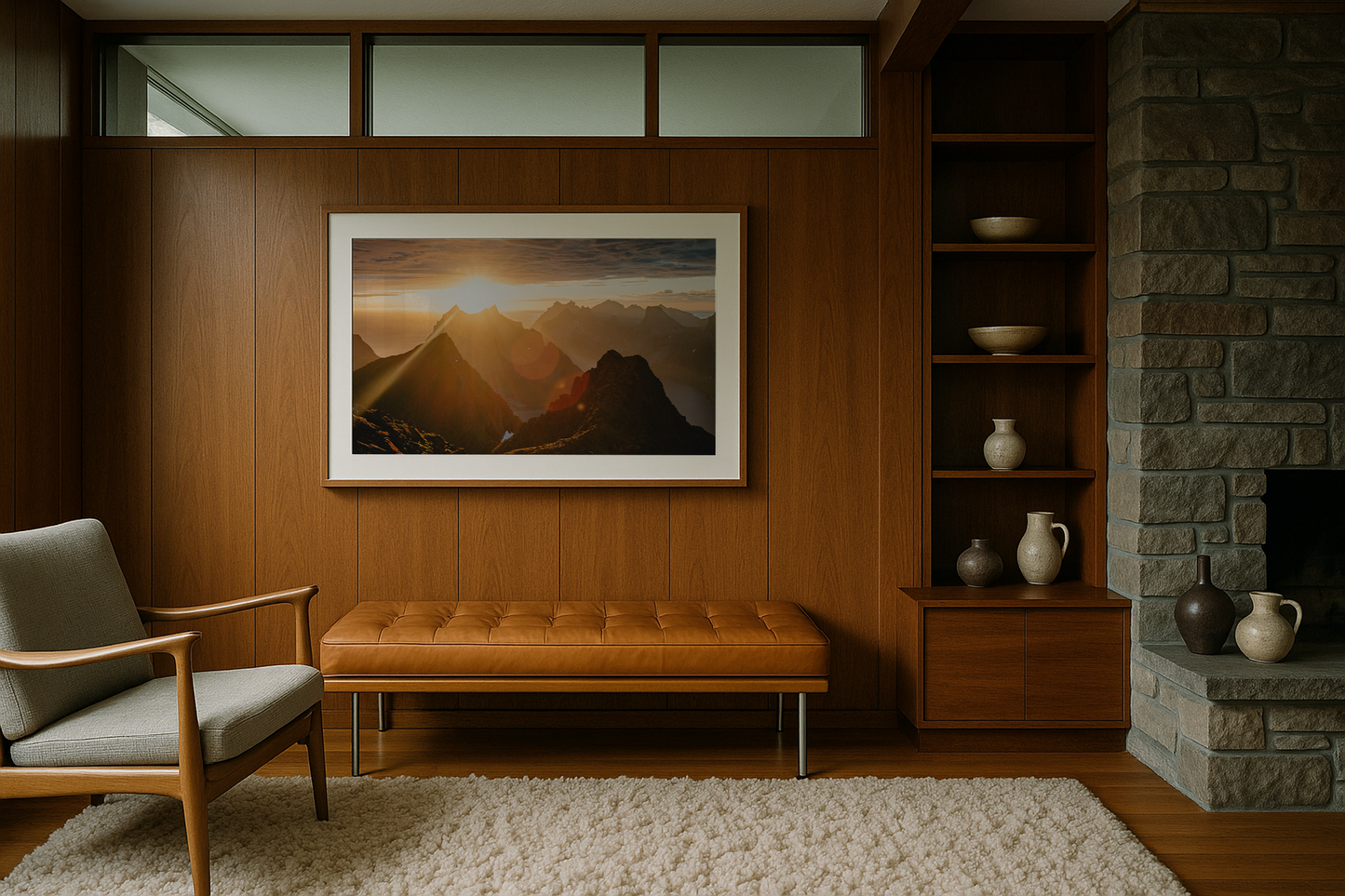 Midnight views over the fjords of Lofoten